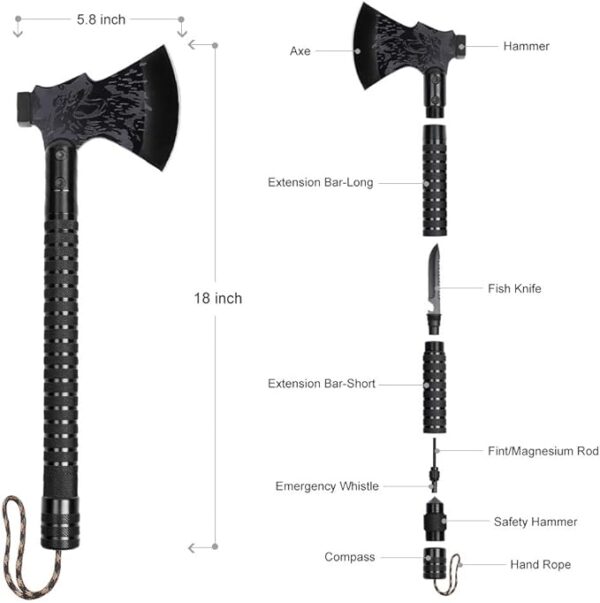 LIANTRAL Survival Camping Axe, Folding Tactical Axe Hatchet with Hammer, Nylon Sheath for Outdoor Adventures - Image 3