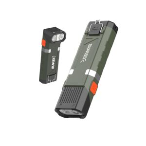 SUNREI 1500LM Super Bright EDC Flat Flashlight, 90Â° Adjustable Head Rechargeable Tactical Flashlight with Magnetic Base, Metal Clip & Hook, 6 Brightness Levels for Emergency, Outdoor Activities