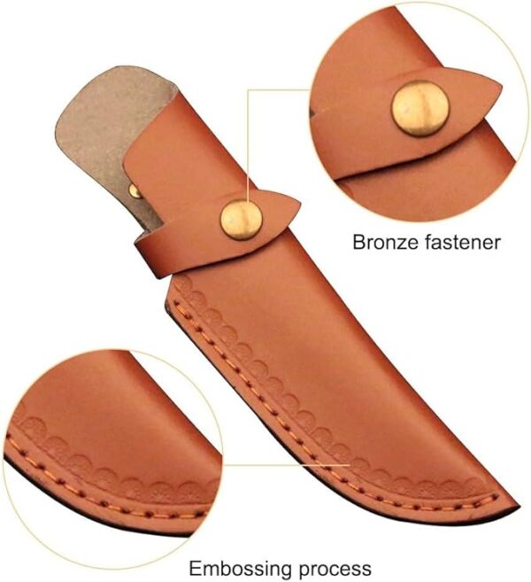 Knife Sheath, Portable Leather Knife Case Cassette Belt Knife Holster for 4.7 * 1.6" Knives Outdoor Hiking Camping Survival - Image 4