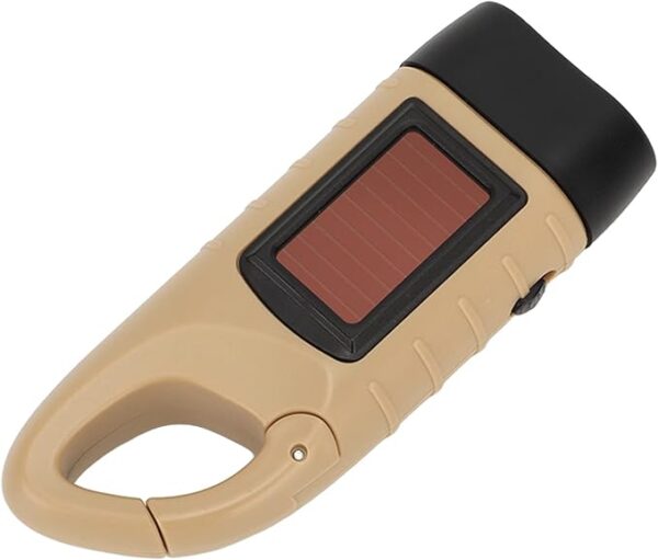 Hand Crank Solar Powered LED Flashlight Emergency Torch for Outdoor Activities (Khaki) - Image 4