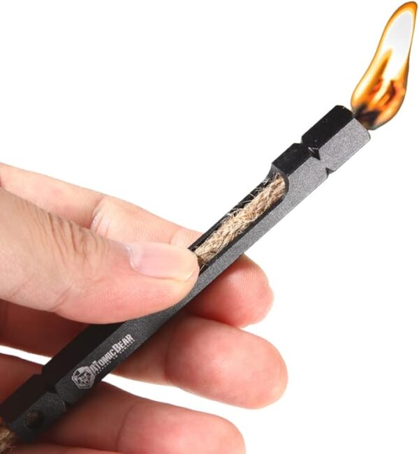 Fire Starter Wick for Campfires - Firewand Survival Tool Serves as a Waterproof Match - Easy to Light with Flint and Steel - Extinguish The Flame Inside The Wand's Tube- 39" Tinder Rope for Long Burn - Image 2