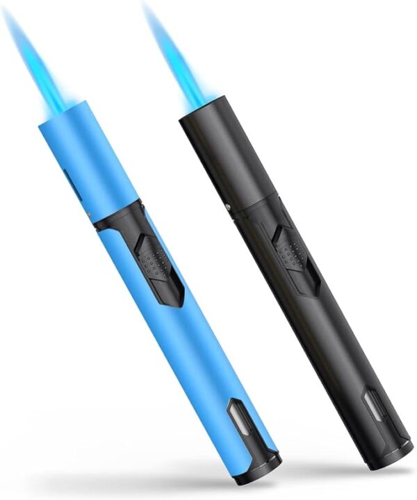 Torch Lighters 2 Pack Windproof Adjustable Jet Flame Butane Lighter, Refillable Gas Torch Lighter for Candles Grill BBQ Fireplaces Camping (Butane Not Included) - Image 2