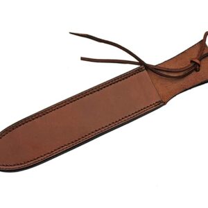 SZCO SUPPLIES Knife Sheath - 14" Brown Genuine Leather Knife Sheath for Belt - Heavy Duty Dagger Sheath, Knife Holster for Hunting, Tactical, Survival Knives