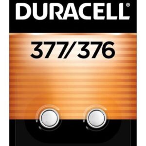 Duracell 377/376 Silver Oxide Button Batteries, 2 Count (Pack of 1), Battery with Long-Lasting Power for Watches, Calculators, and More