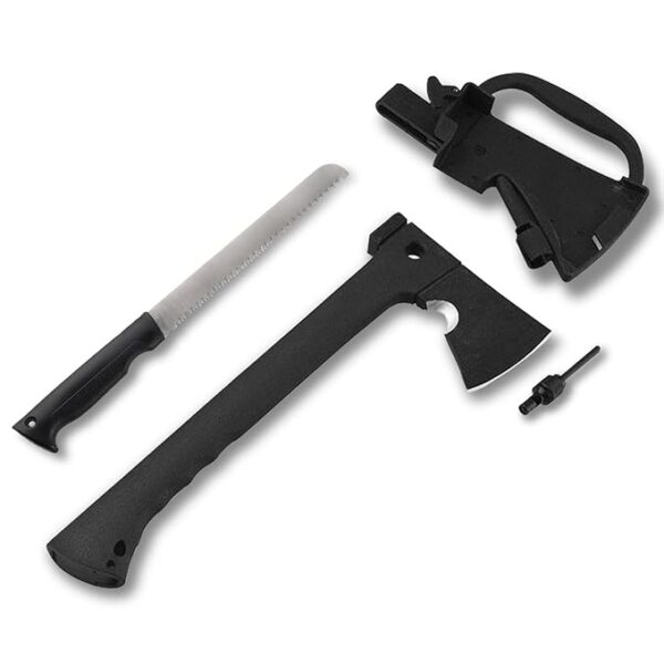 DOOM BLADE Camping Hand Axe with Sheath and Survival Gear - Lightweight Hatchet with Nested Serrated Wood Saw Knife and Magnesium Fire Starter Tools