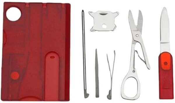 Black Outdoor Survival Bottle Opener Card Multi Tool Outdoor Barbecue Knife Camping Tool Hiking LED Light Magnifier EDC Tool Gear Multitools Hand Tools Accessories