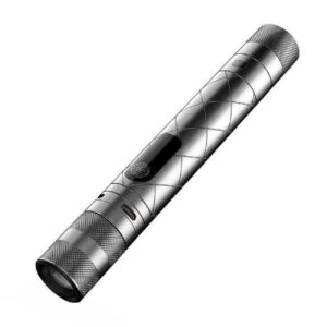 poyoelf Portable 3 in 1 LED Flashlight with Arc Lighter and Alarm Warning,Rechargeable Self-Defense Flashlight Tactical Flashlight for Travel,Camping,Emergency,Gifts for Men&Women (Black1)