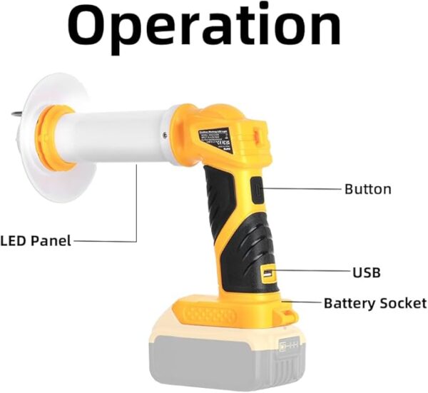 800LM Lantern Compatible with Dewalt 20V Max Batteries Outdoor Portable Camping Lantern with Hook USB Output Emergency Light Perfect for Camping Hiking and Outdoor Activities(NO Battery) - Image 4