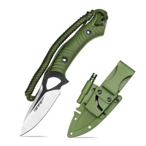 TONIFE Explorer Fixed Blade Knife with Sheath 8Cr14moV Multifunctional Survival Knife Blade with Fiberglass Reinforced Nylon Handle for Outdoor EDC Knife