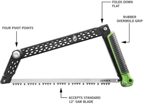 Gerber Freescape Camp Saw Folding Hand Saw for Backpacking Hiking Camping Pruning and Bushcraft, 12" Blade - Image 3