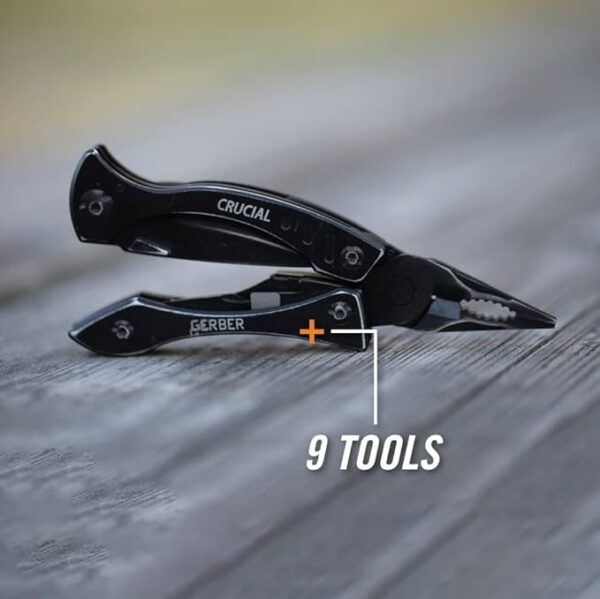 Gerber Gear Crucial EDC Multitool Pocket Knife with Clip and Strap Cutter for Camping and Survival, Black - Image 5