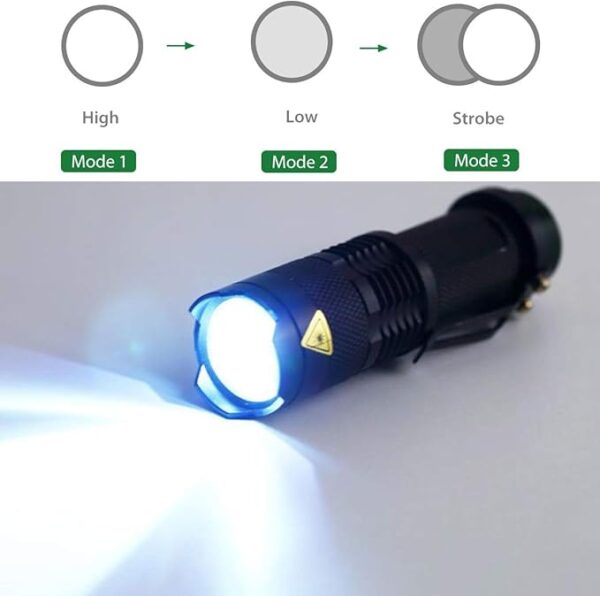 MODOAO Mini LED Flashlight 3 Modes Ultra-Bright Light 300 Lumens Handheld Flashlights Small for Kids Child Camping Cycling Hiking Emergency Torch Light 5pack (Black) - Image 4