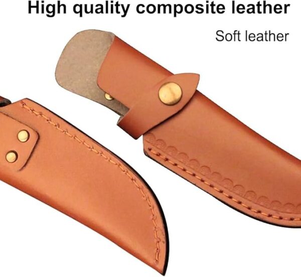 Knife Sheath, Portable Leather Knife Case Cassette Belt Knife Holster for 4.7 * 1.6" Knives Outdoor Hiking Camping Survival - Image 5