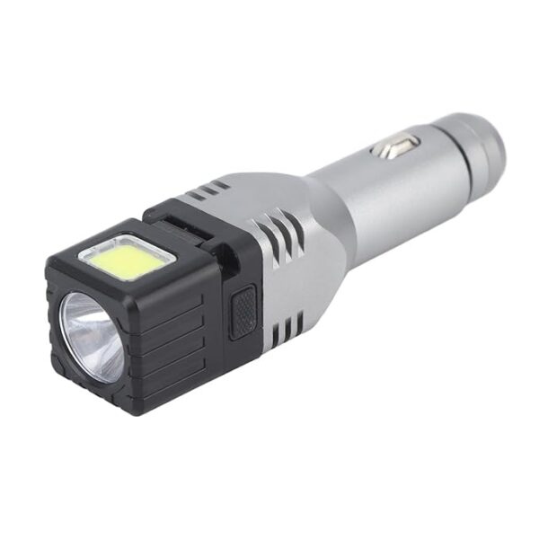 Car Plug in Flashlight Rechargeable Dual Light Source Super Bright Mini Handheld Automobile Charged Emergency Torch