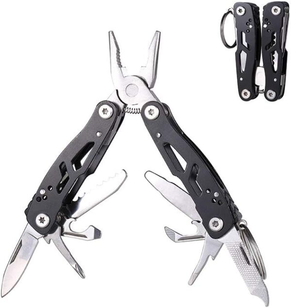 MINI Multitool Pliers, Birthday Christmas Gifts for Men Boyfriend Dad Husband Women, Pocket Knife 14-In-1, Rugged and Practical Portable Computer and Bike Gadgets, Black Camping and Survival Tools - Image 2