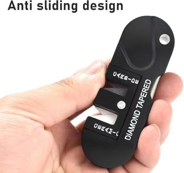 Pocket Knife Sharpener & Survival Tool,Preset Carbide and Ceramic Stone Sharpeners Fold-Out Diamond Coated Rod Outdoor Hunting Knife & Hook Sharpener, Handheld, Compact, Lightweight, Multiuse - Image 5