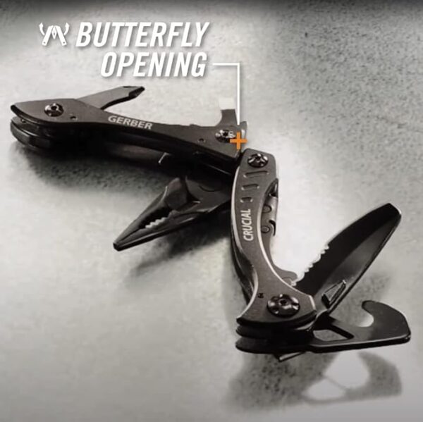 Gerber Gear Crucial EDC Multitool Pocket Knife with Clip and Strap Cutter for Camping and Survival, Black - Image 6