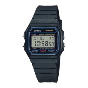 Casio F91W Series | Digital Watch | Water Resistant | LED Light | 1/100 SEC Stopwatch | Regular Time Keeping (HR, Min, SEC, PM, Date, Day) | Daily Alarm | Lightweight | 7 Year Battery
