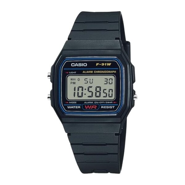 Casio F91W Series | Digital Watch | Water Resistant | LED Light | 1/100 SEC Stopwatch | Regular Time Keeping (HR, Min, SEC, PM, Date, Day) | Daily Alarm | Lightweight | 7 Year Battery
