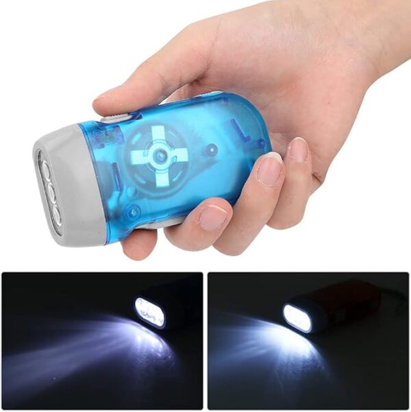 LED Torch Emergency Flashlight Lamp , Hand Crank Flashlight , Outdoor Mini Manual Hand Crank Torch for Camping Home Car Emergency Survival Gear Self Powered Charging Torch Dynamo(Red and blue) , Fla - Image 5