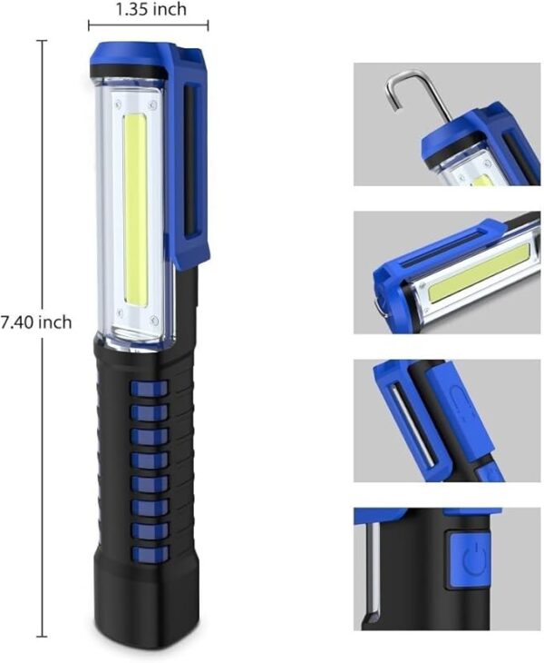 Universal Car & Home Emergency Work Light - COB LED Inspection Lamp with Rechargeable Battery - Ideal for Auto Repair & Home Maintenance(Black+Blue) - Image 5
