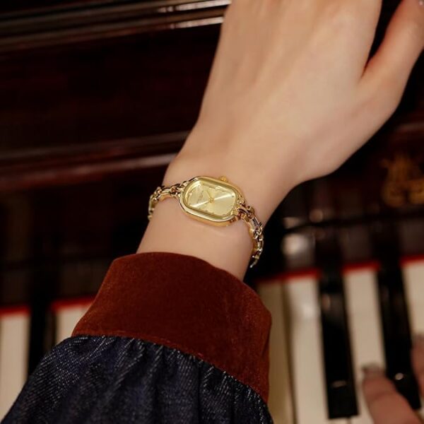 CARLIEN Women Vintage Petite Bracelet Gold Dainty Watch Small Oval Analog Quartz Watch Luxury Waterproof Ladies Diamonds Wristwatch - Image 6