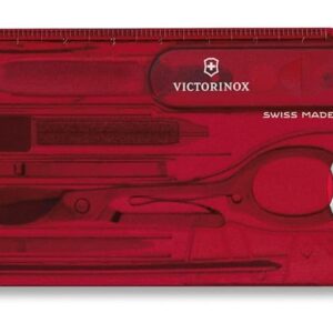 Victorinox Swiss Card Classic Swiss Army Knife, 10 Functions, Swiss Made Pocket Knife with Scissors and Pressurized Ballpoint Pen - Ruby
