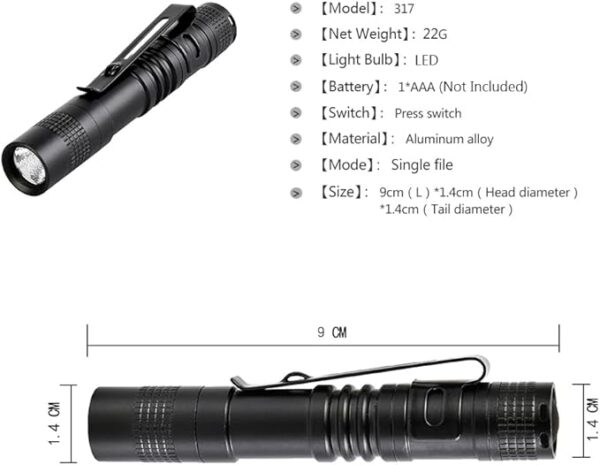 5 Pack Mini Flashlight Small Flashlights LED Powerful High Lumens Tactical Pen Light with Clip,Slim Portable Pocket Compact Torch for Emergency Inspection AAA Battery Water-Resistant - Image 3