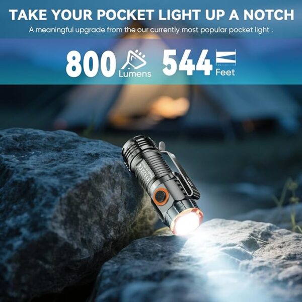 800 Lumen EDC Rechargeable Flashlight - Ultra Bright, Compact, Waterproof & Magnetic - Ideal for Camping, Hiking, Outdoor & Emergency Use - Image 3