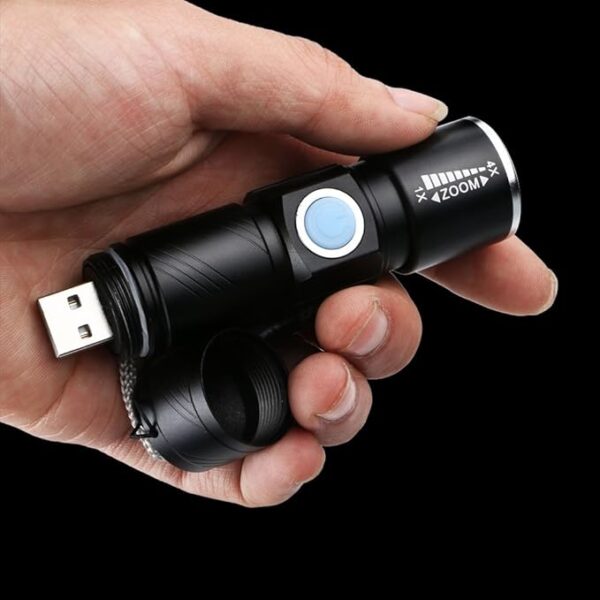 WREOW Mini USB Rechargeable Flashlight LED Flashlights 3 Light Modes and Zoomable, IP65 Water-Resistant Super Bright Pocket Torch Light for Camping, Hiking, Emergency, EDC (2 Pack) - Image 5