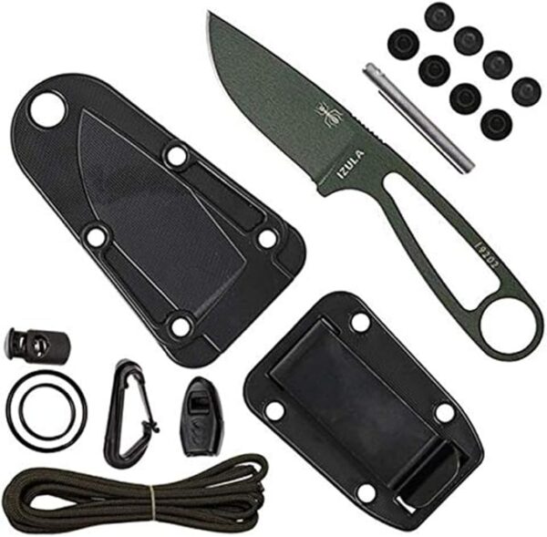 ESEE Knives Izula Fixed Blade Knife w/Survival Kit, Sheath & Clip Plate (Olive Drab) - Image 2
