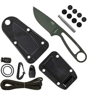 ESEE Knives Izula Fixed Blade Knife w/Survival Kit, Sheath & Clip Plate (Olive Drab)
