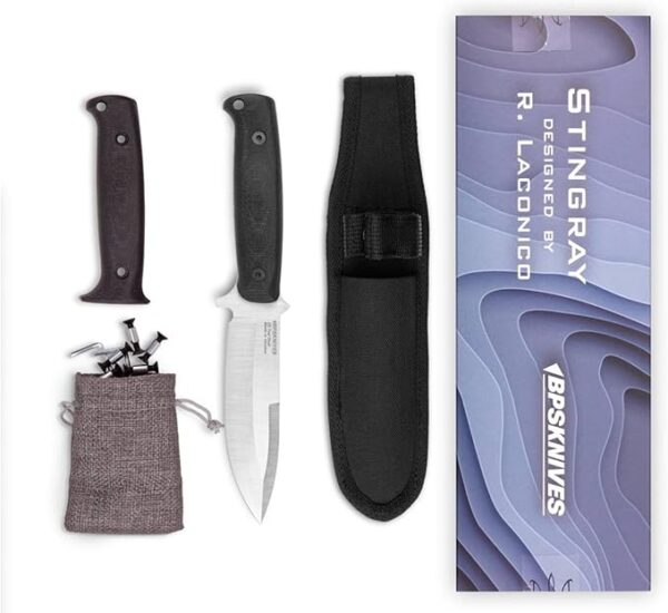 BPS Knives Stingray Desighned by Ray Laconico - Fixed-Blade D2 Steel Knife with Sheath - Outdoor Full Tang Knife - EDC Survival Knives - Image 4