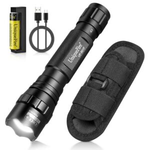 UniqueFire 501F Small Tactical Flashlight with Holster, 5 Modes Mini CREE LED Zoomable Flashlight High Lumen Torch with IPX-65 Waterproof EDC Flashlight Bright Flash Light for Daily use,Emergencies