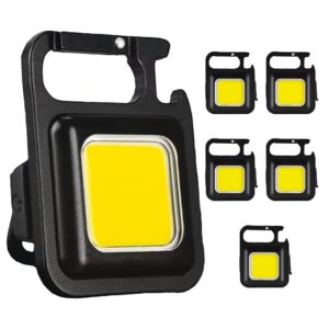 LED Flashlight Rechargeable, 6-Pack Mini COB Keychain Work Lights, 1500 Lumens EDC Flashlights with Magnetic Base, Waterproof USB Lights for Camping, Emergency, Outdoor Use