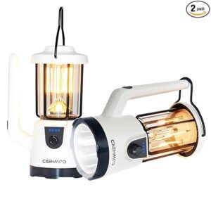 2-Pack Rechargeable LED Flashlight - 1200LM Super Bright, Spotlight & Lantern Modes, Waterproof, Power Bank, for Power Outages, Camping, Hiking, and Emergency Kits (8-Hour Runtime)
