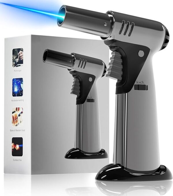 Butane Torch, Butane Refillable Kitchen Cooking Torch, Torch Lighter with Safety Lock And Adjustable Flame For BBQ, Baking, Brulee Creme, Crafts and Soldering(Butane Gas Not Included) - Image 2
