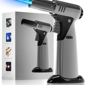 Butane Torch, Butane Refillable Kitchen Cooking Torch, Torch Lighter with Safety Lock And Adjustable Flame For BBQ, Baking, Brulee Creme, Crafts and Soldering(Butane Gas Not Included)