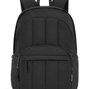 BAGSMAT Womens Backpack Travel Laptop Backpack for Women, Quilted College Laptop Bookbag, Work Back Pack for Women, Cute Computer Water-Resistant Casual Daypack, Puffer Black