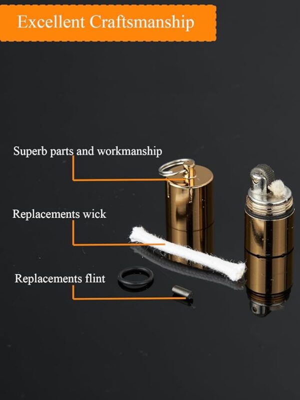 Mini Knife with Retro Lighter, Lound brass whistle, Keychain Knife Set for Camping Survival, Gadgets for Men, Easy for Everyday Carry (lighter knife whistle) - Image 3