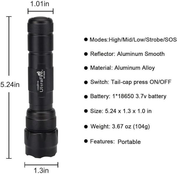 ULTRAFIRE WF-502B LED Tactical Flashlight 1000 Lumens 5 Modes Bright Mini EDC Flashlight Small Portable Waterproof Emergency Torch 3PCS (Battery Not Include) - Image 7