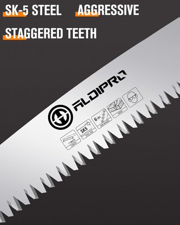 Folding Pruning Saw 10 Inch with Leather Sheath and Wenge Wooden Handle, SK5 Steel Blade, Foldable Hand Saw for Camping, Survival, Wood Cutting, Bushcraft and Tree Trimming - Image 4