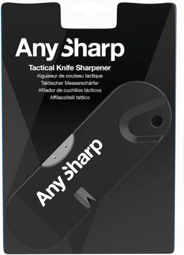 AnySharp Tactical Pocket Knife Sharpener, Outdoor Survival Gear, Portable Diamond Tungsten Tools, Firestarter Included, Ideal for Camping, Fishing, Hunting, Black, ABS - Image 6