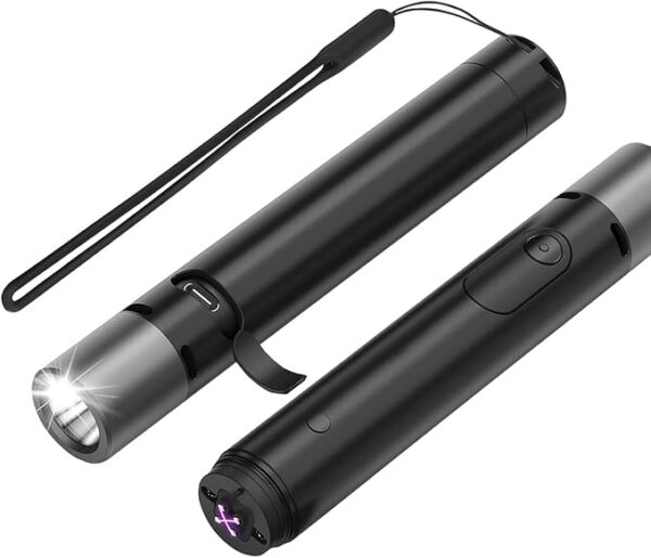 Portable EDC Bright Tactical Flashlight with Lighter Alarmï¼Powerful 500 Lumen,150m Throw, USB C 5v Small Rechargeable Travel Torch for Walking Camping Fishing Riding Emergency Pocket LED Flash Light - Image 2
