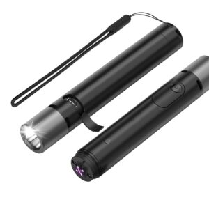 Portable EDC Bright Tactical Flashlight with Lighter Alarmï¼Powerful 500 Lumen,150m Throw, USB C 5v Small Rechargeable Travel Torch for Walking Camping Fishing Riding Emergency Pocket LED Flash Light
