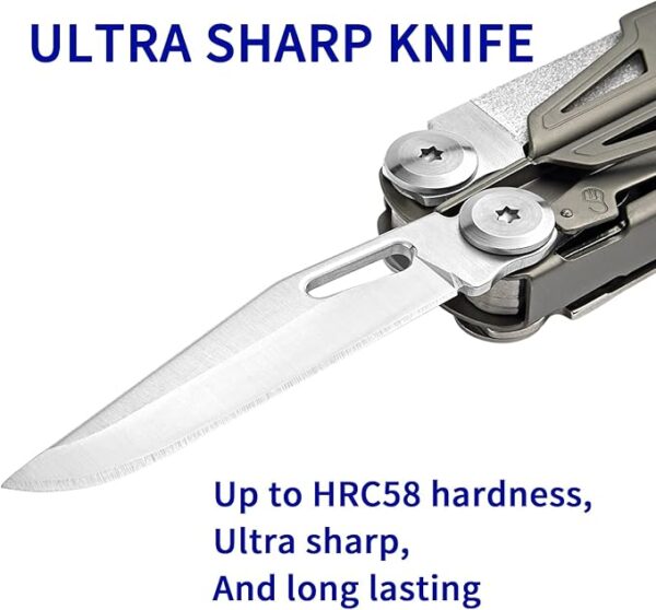 Multitool,19-in-1 Multitool Pliers with Titanium-plated Handle, Safety Locking, Lightweight EDC Tool and Nylon Sheath for Men,Outdoor Survival,Hiking,Camping - Image 3