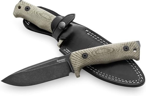 LionSTEEL T5 Fixed Blade T5B CVG Knife Niolox Stainless and Green Canvas Micarta Survival Knives - Image 2