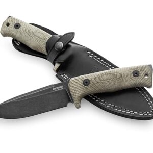 LionSTEEL T5 Fixed Blade T5B CVG Knife Niolox Stainless and Green Canvas Micarta Survival Knives