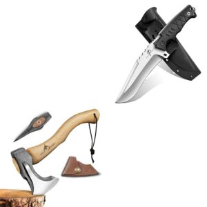 Purple Dragon Camping Hatchet 14.7 Inch, Fixed Blade Survival Knife with Kydex Sheath