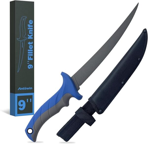 ANTOWIN Fish Fillet Knife- 9 Inch Boning Knife Super Sharp Professional Knives for Meat Poultry Cutting,Small Tool Fishing Gear for Outdoor Camping Survival Hiking-Gifts for Men(9'') - Image 2
